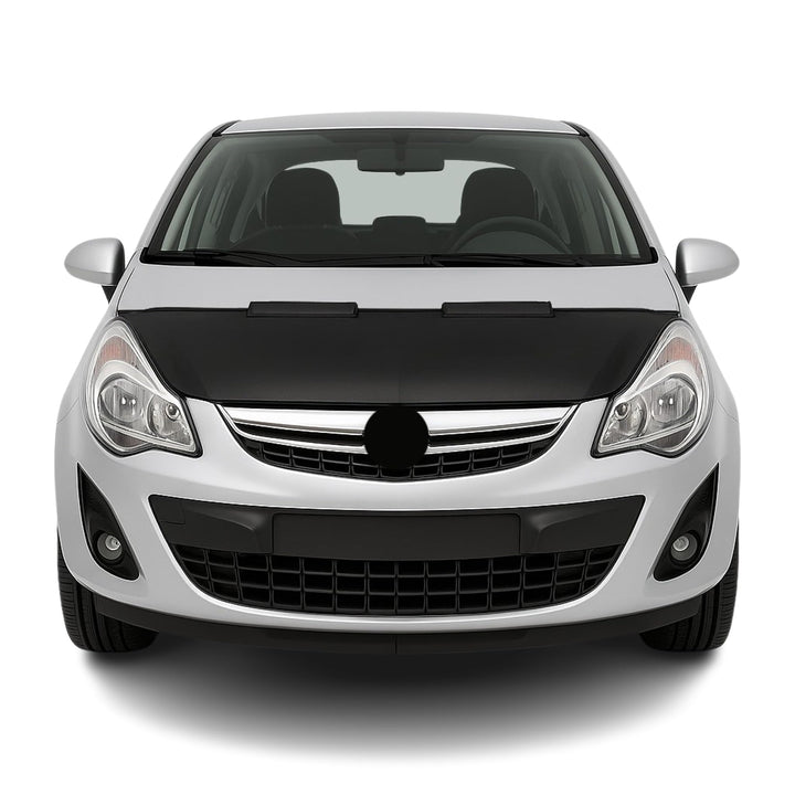 OMAC Haubenbra Steinschlagschutz Bonnet Bra kompatibel mit Opel Corsa D 2006-2014 Schwarz Halb Schwa