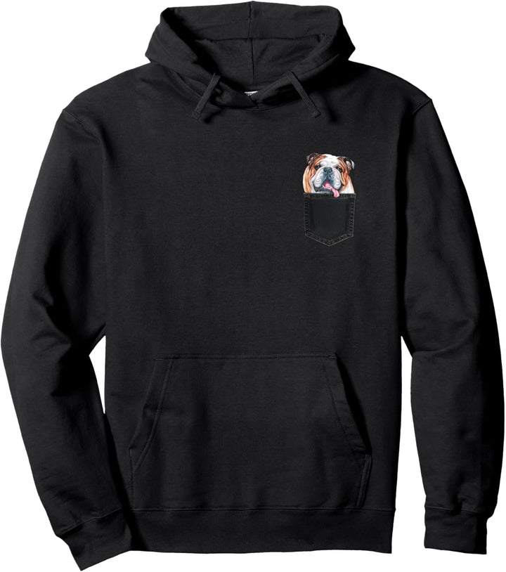 BULLDOGGE Hund in Brusttasche Dog In A Pocket Geschenk Pullover Hoodie