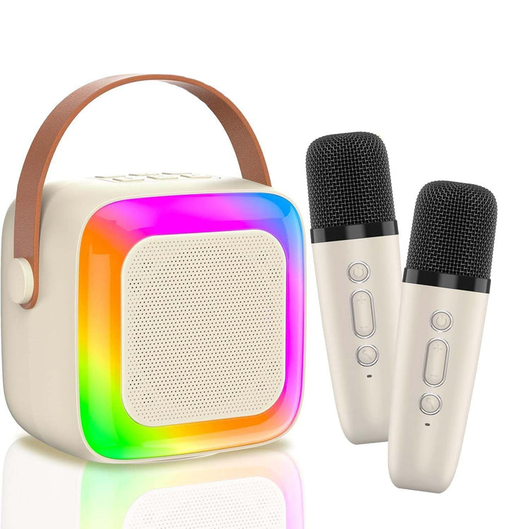 Karaoke Maschine für Kinder mit 2 Bluetooth Mikrofonen,Tragbare Kinder Karaoke-Lautsprecher,Mini Blu