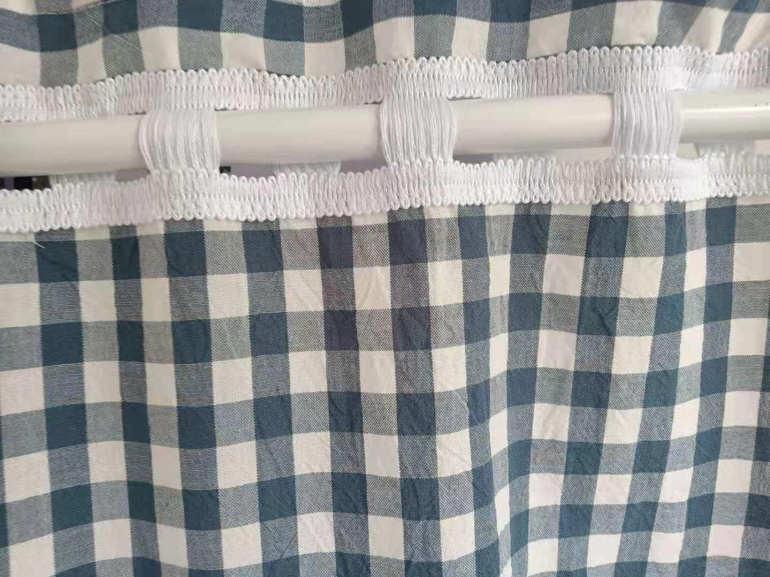 Yaland Vorhänge mit Karo-Muster Landhausstil Gardinen Karo-grösse 1x1cm Wohnzimmer Gardinenschals mi