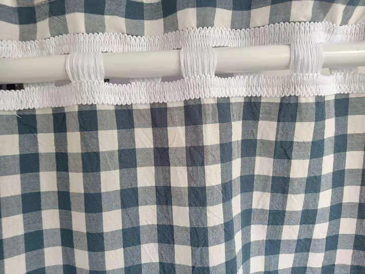 Yaland Vorhänge mit Karo-Muster Landhausstil Gardinen Karo-grösse 1x1cm Wohnzimmer Gardinenschals mi