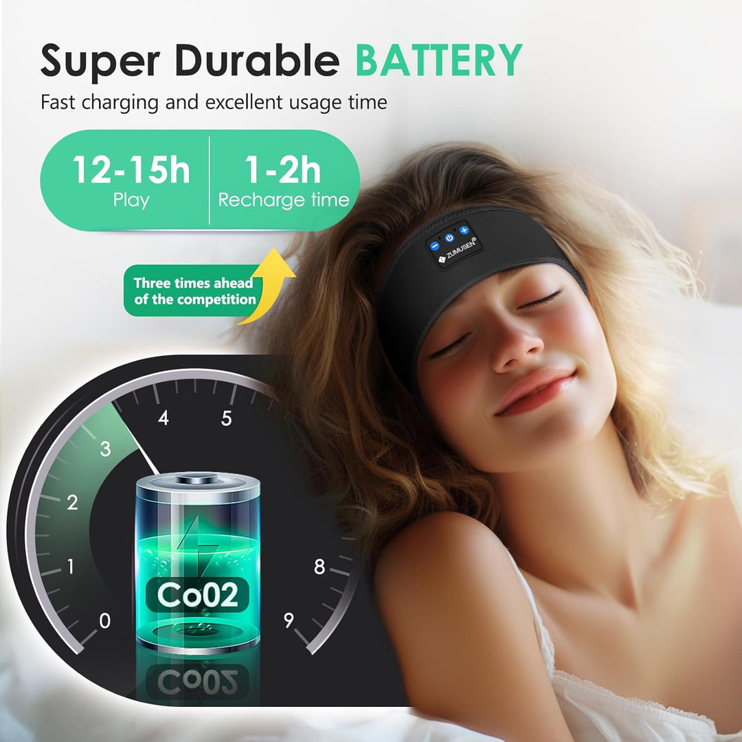 ZUMUSEN Schlafkopfhörer Stirnband Bluetooth, Kabellose Sportkopfhörer mit ultradünnen HD-Stereolauts