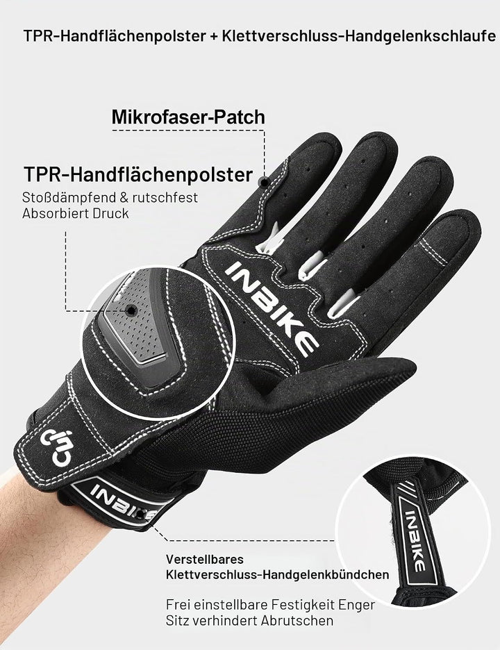 INBIKE Motorrad Handschuhe Motocross Sommer EUDE Foam Schutz Atmungsaktiv Touchscreen Motorradhandsc