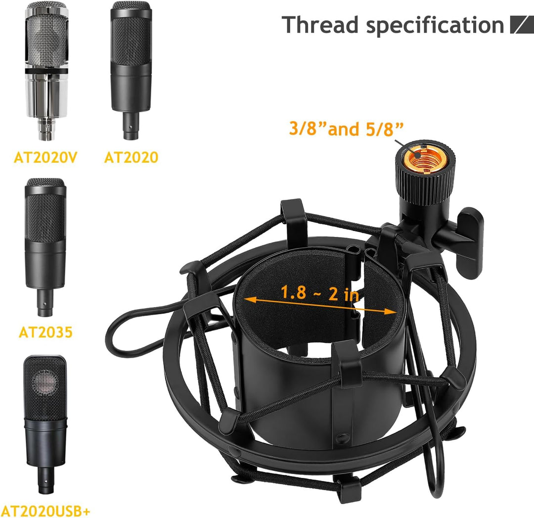 AT2020 Mikrofonständer mit Pop Filter, Schwingungsdämpfer, für AT2020 AT2020USB+ AT2035 ATR2500X AT2