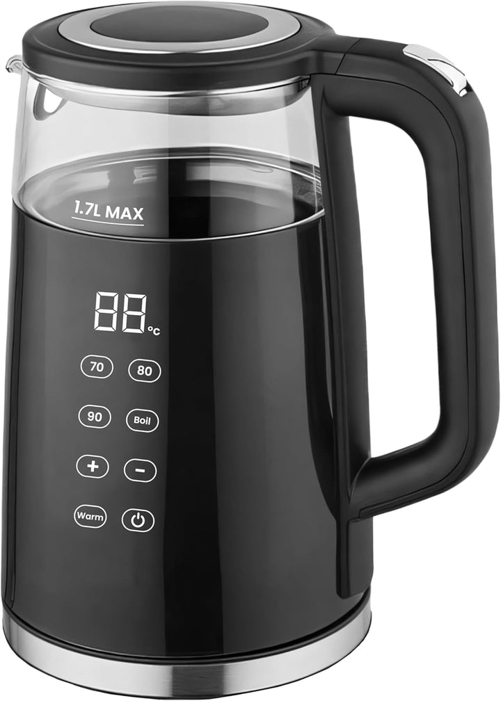 Retoo Glas Wasserkocher 1.7L mit Temperatureinstellung Elektrisch, 2200W, BPA-frei, 70–100°C, Touch-