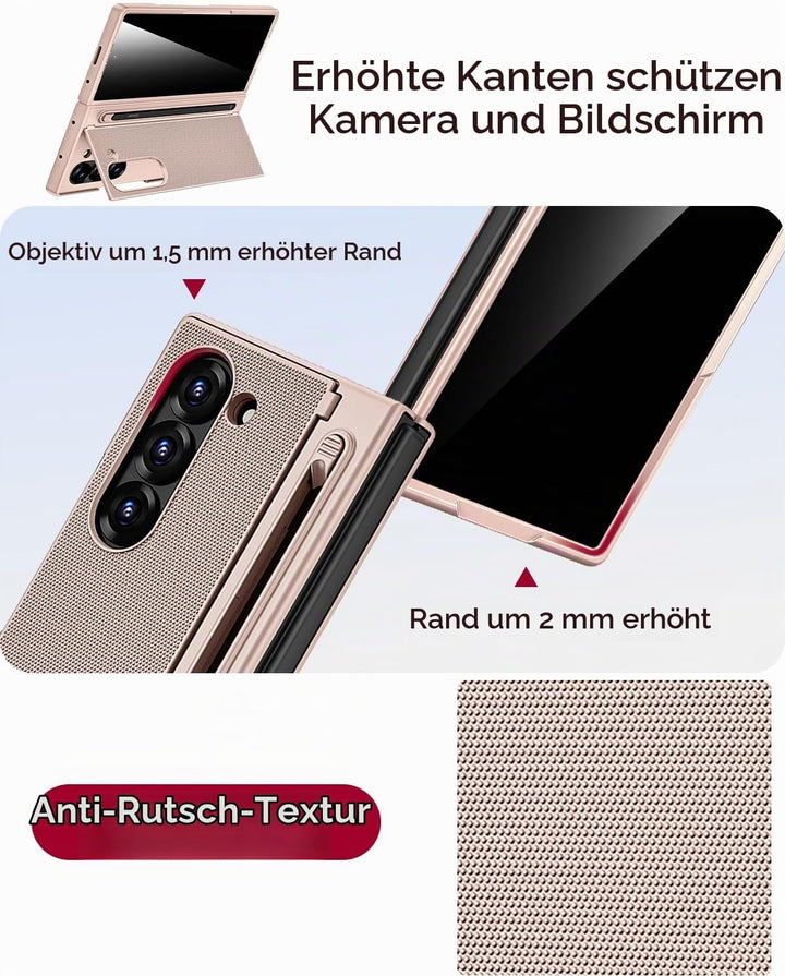 Miimall Kompatibel mit Samsung Galaxy Z Fold 6 Hülle mit S-Pen Holder, [Anti-SPY Displayschutz] Ultr