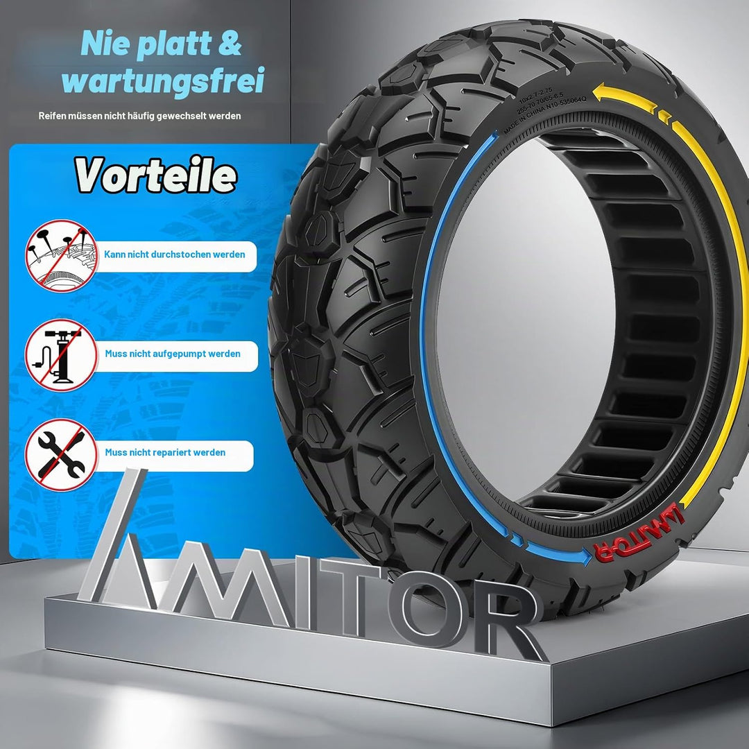 Vollgummireifen 10x2.70-6.5 Offroad, 10x2.75-6.5 Reifen Vollgummi, Pannensichere &amp; Abriebfeste &amp; War