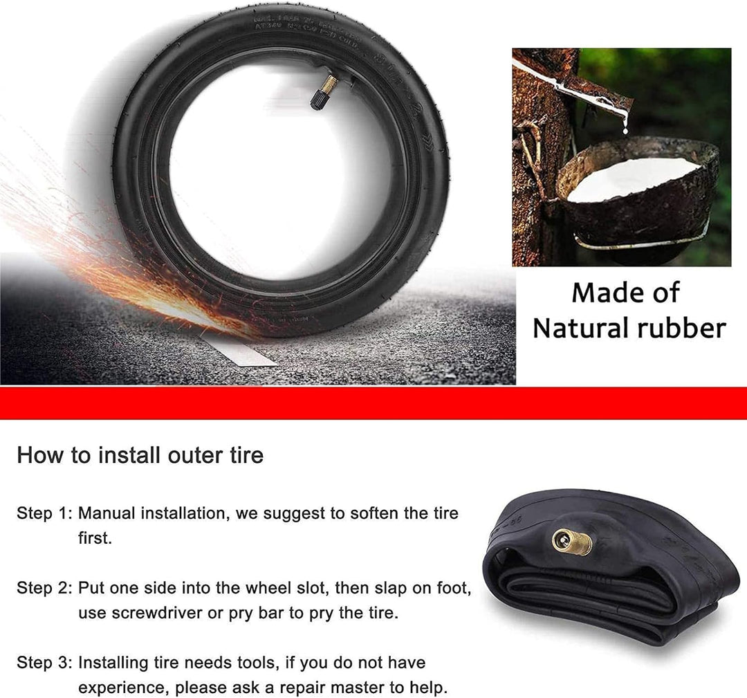 8 1/2 Replacement Wheels Outer and Inner Tyres, Electric Scooter Rubber Tyres, Durable Anti-Slip Tyr