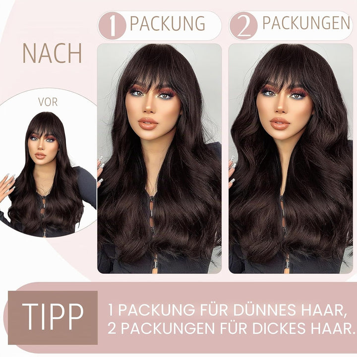 SEGO Haarteil Clip in Extensions Echthaar DICKER 1 Tresse 5 Clips Dicker Dichter Haarverlängerung 10
