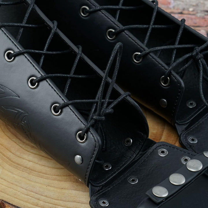 Sehaby Wikinger Wolfskopf Leder Armschienen, mittelalterliche keltische Knoten Armschienen, nordisch