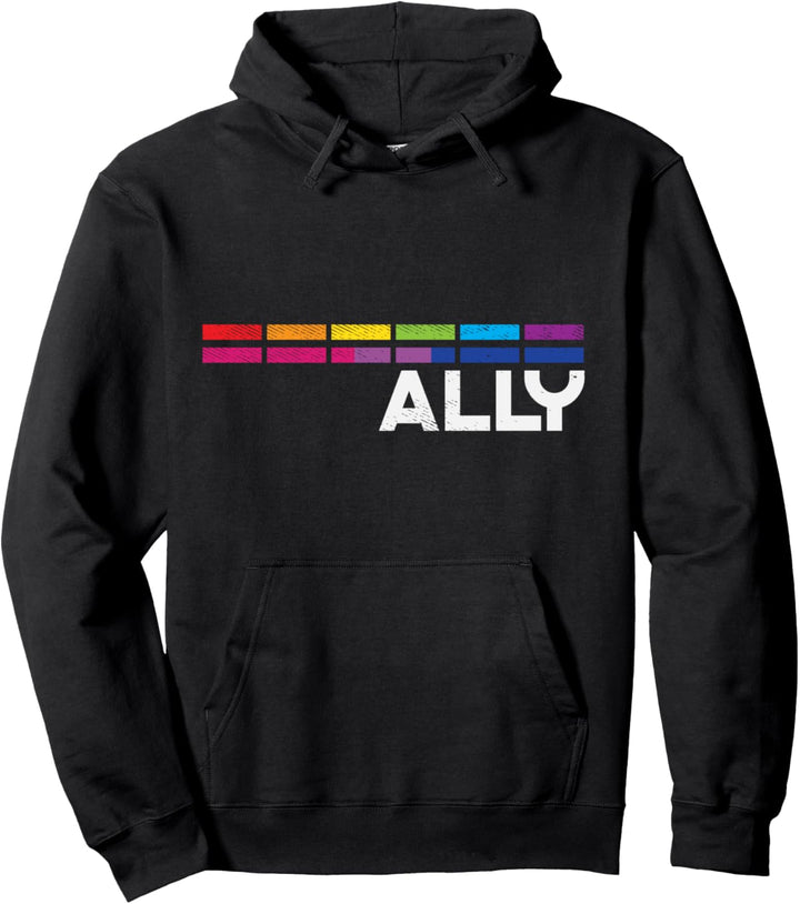 Proud Ally Bi Bars Equality LGBTQ Bisexual Flag Gay Pride Bi Pullover Hoodie