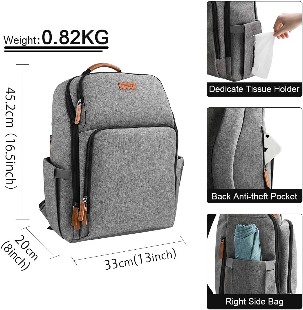 NEWHEY Wickelrucksack für Babys, wasserdicht, grosse Kapazität, Reisetasche, multifunktional, Rucksa