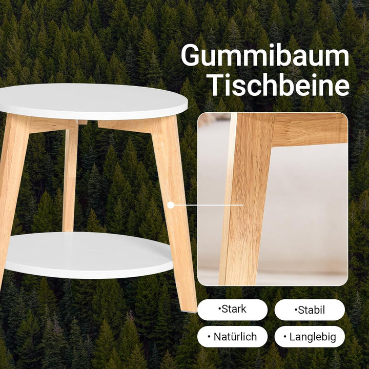 SoBuy FBT75-W 2er Set Beistelltisch mit runden Ablagen Couchtisch Sofatisch Kaffeetisch Wohnzimmerti