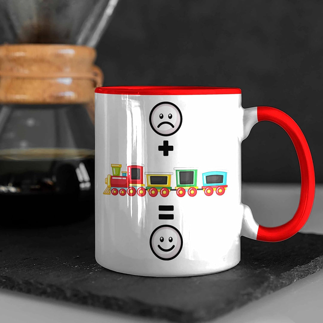 Trendation - Eisenbahn Tasse Geschenk für Eisenbahner Modelleisenbahn :(+ Eisenbahner = :) Lustige G