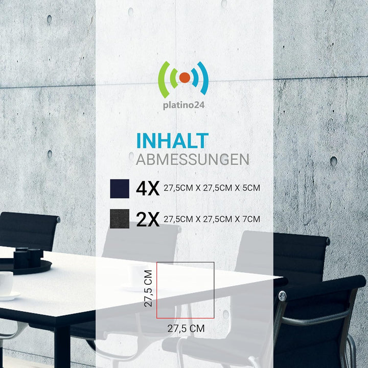 platino24 Schallabsorber 3D Set Colore aus Basotect G+ mit Akustikfilz, 6 Absorberelemente Quadrat 2