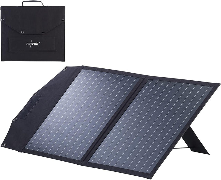 revolt Solar faltbar: Faltbares Solarpanel, 2 monokristalline Solarzellen, MC4-komp., 50 W (Faltbare
