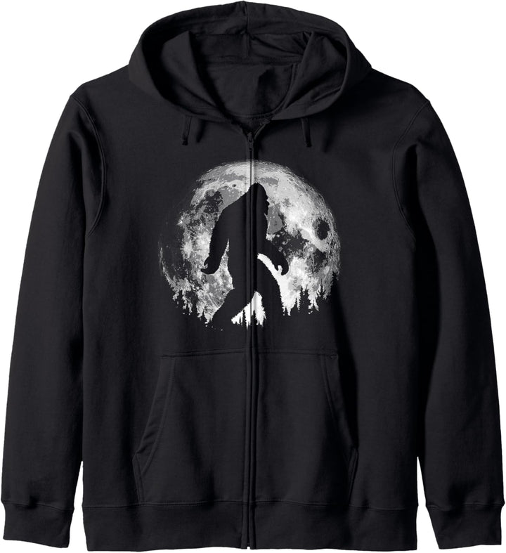Bigfoot Night Stroll! Cool Full Moon & Trees Sasquatch Kapuzenjacke