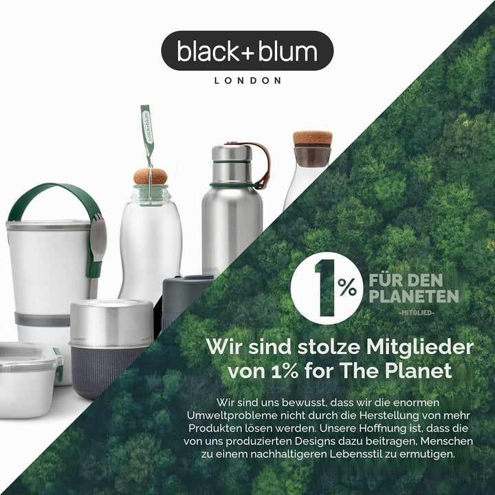 BLACK + BLUM Lunchschale aus Glas, Schiefer, 450 ml, Borosilikatglas mit Schutzhülle aus nachhaltige