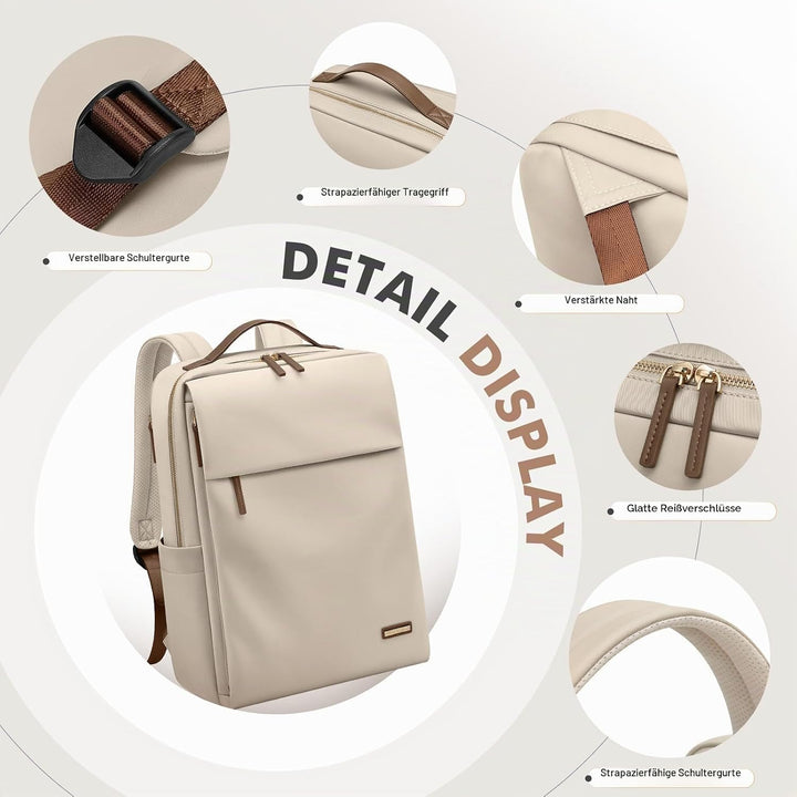 Rucksack Damen Laptop Reise Schulrucksack 15.6 Zoll mit Laptopfach, Wasserdicht Multifunktionaler Lä