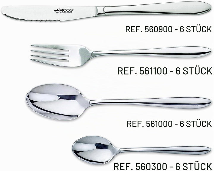 Arcos 562400 Serie Berlin - Geschenkbox Besteck-Set 24 Stück (6 Messer + 12 Löffel + 6 Gabel) - Mono