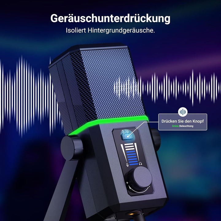 NEEWER RGB USB Mikrofon für Gaming Streaming Podcasts, Nierencharakteristik Kondensator Microphone m