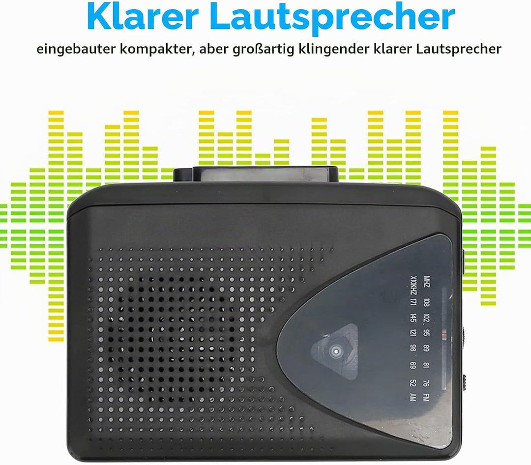 Retro-Kassettenspieler, Tragbarer Kassettenspieler, UKW-AM-Radioempfang, 2 AA-Batterien oder USB-Net