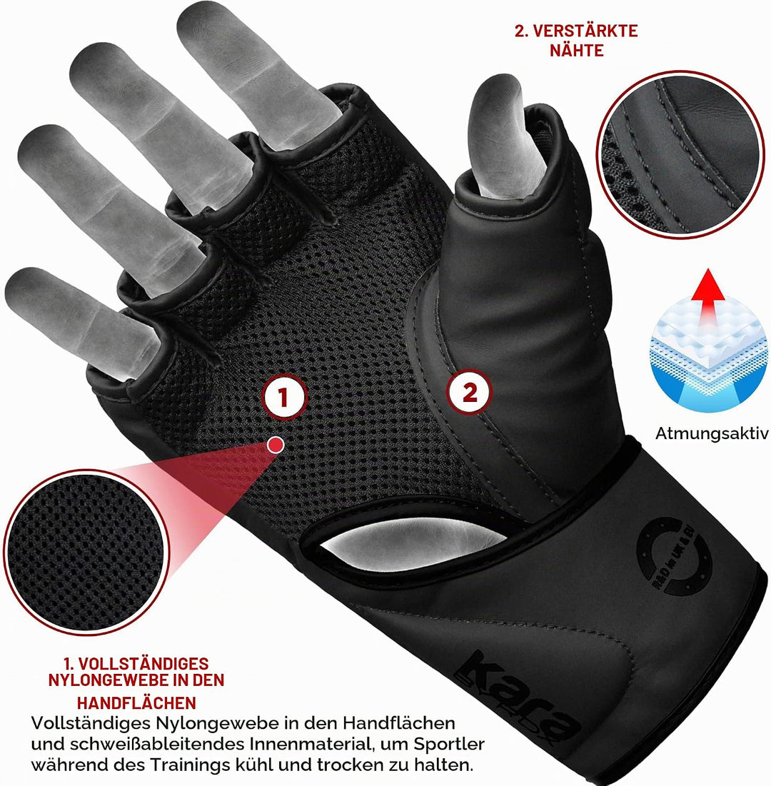 RDX Profi MMA Handschuhe Training, Kara Maya Hide Leder, Sparring Grappling Kampfsport Kickboxen Sch