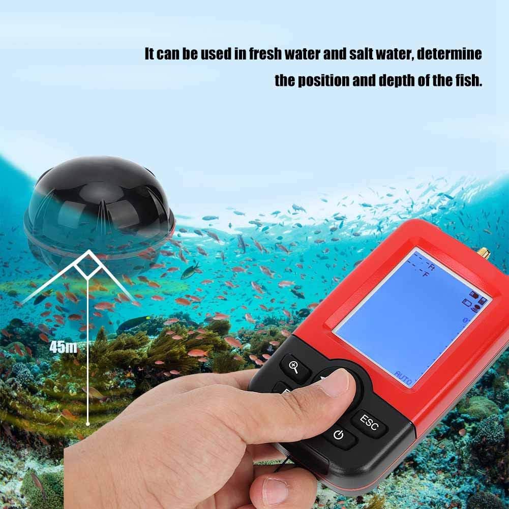 Tragbare Fish Finder Wireless Sonar Sensor Fischköder Echolot mit Wassertemperatur Tiefe Farbdisplay