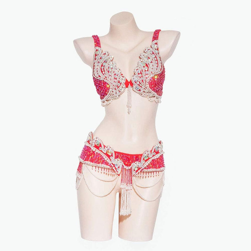ROYAL SMEELA Bauchtanz BH Gürtel Karnevals kostüm Zigeuner Bauch tanzen Outfit Sparkle Pailletten Ba