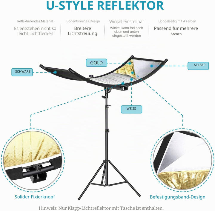Neewer Diffusor, Reflektor mit Klappe, mit Tragetasche, 100 x 45 cm, für Fotografie, gebogen, für Fo
