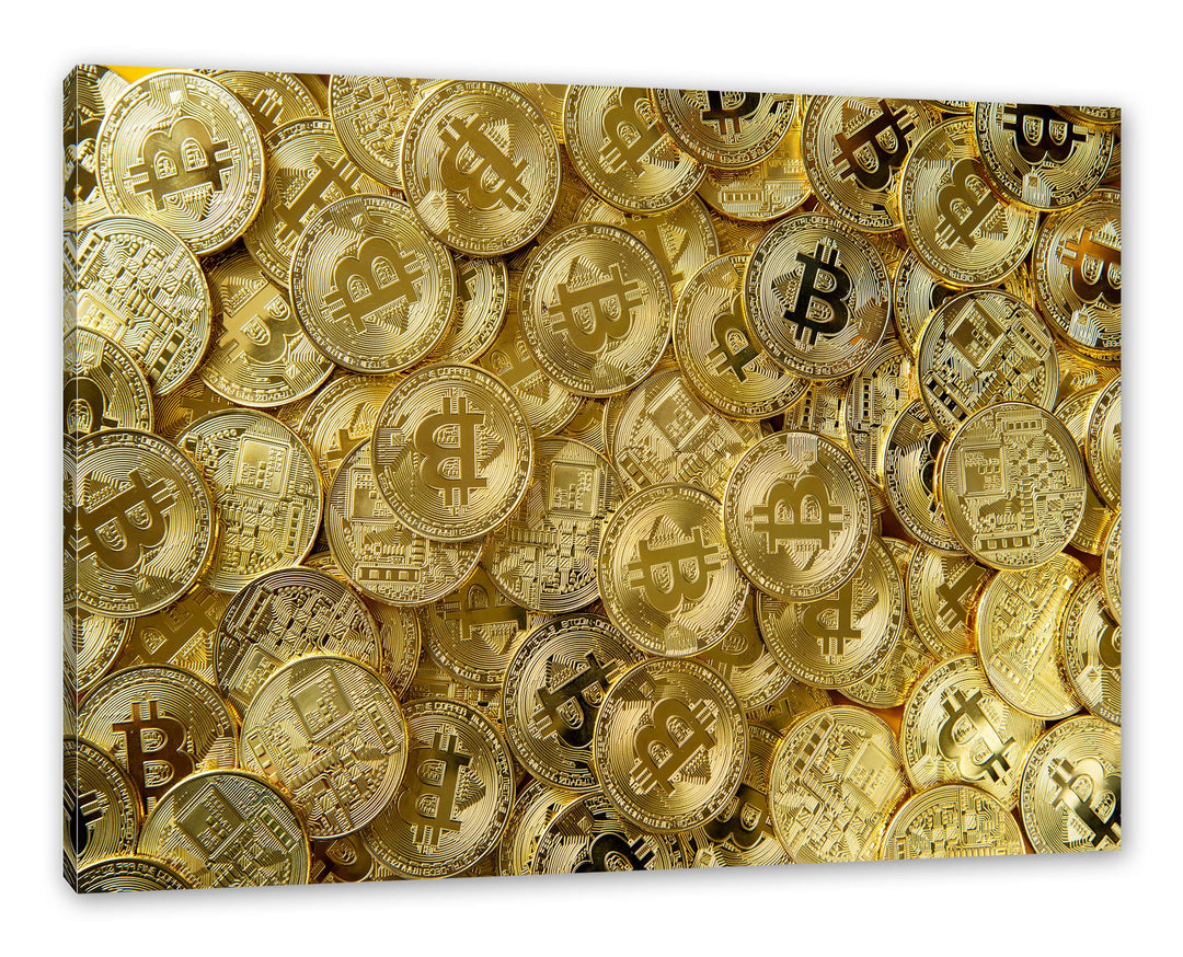 Pixxprint Bitcoins BTC Coin als Leinwandbild | Grösse: 120x80 cm | Wandbild | Kunstdruck | fertig be