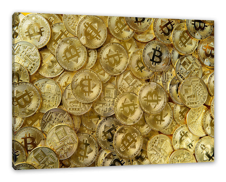 Pixxprint Bitcoins BTC Coin als Leinwandbild | Grösse: 120x80 cm | Wandbild | Kunstdruck | fertig be
