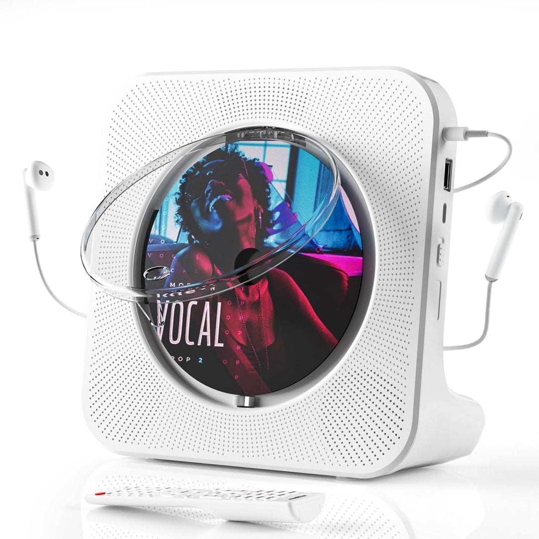 CD Player mit Bluetooth-Transmitter, tragbarer Bluetooth CD Player mit Timer, Staubschutzhülle, FM-R