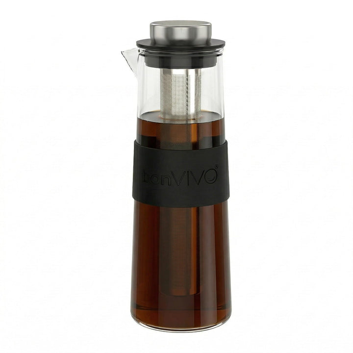 bonVIVO Cold Brew Coffee Maker - Kaffeebereiter mit Glaskaraffe aus Borosilikatglas und Edelstahl-Fi
