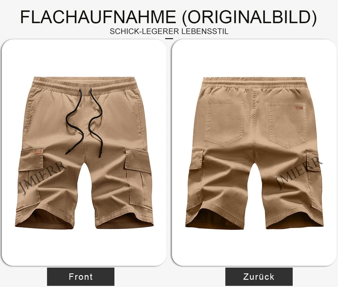 JMIERR Kurze Hosen Herren Baumwolle Cargo Shorts Herren Sommer Freizeithose mit Taschen XL Khaki, XL