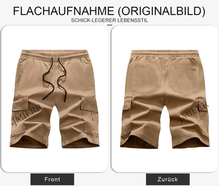 JMIERR Kurze Hosen Herren Baumwolle Cargo Shorts Herren Sommer Freizeithose mit Taschen XL Khaki, XL
