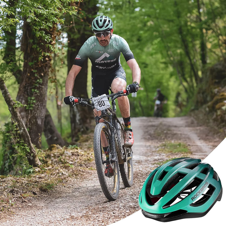 ROCKBROS Fahrradhelm Erwachsene MTB Rennradhelm Integrierter PC+EPS Magnetschnalle für Damen Herren