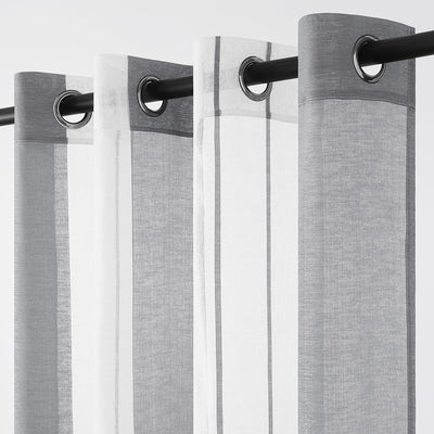MRTREES Gardinen mit ösen, Voile Vorhänge Wohnzimmer Moderne Vorhang Weiss + Grau halbtransparent ge