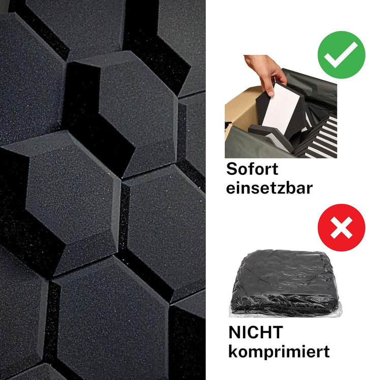 Akustikpaneele 3D HEXAGON Schallabsorber WAND - Schalldämmung - SCHALLSCHUTZ sound absorber - SCHALL