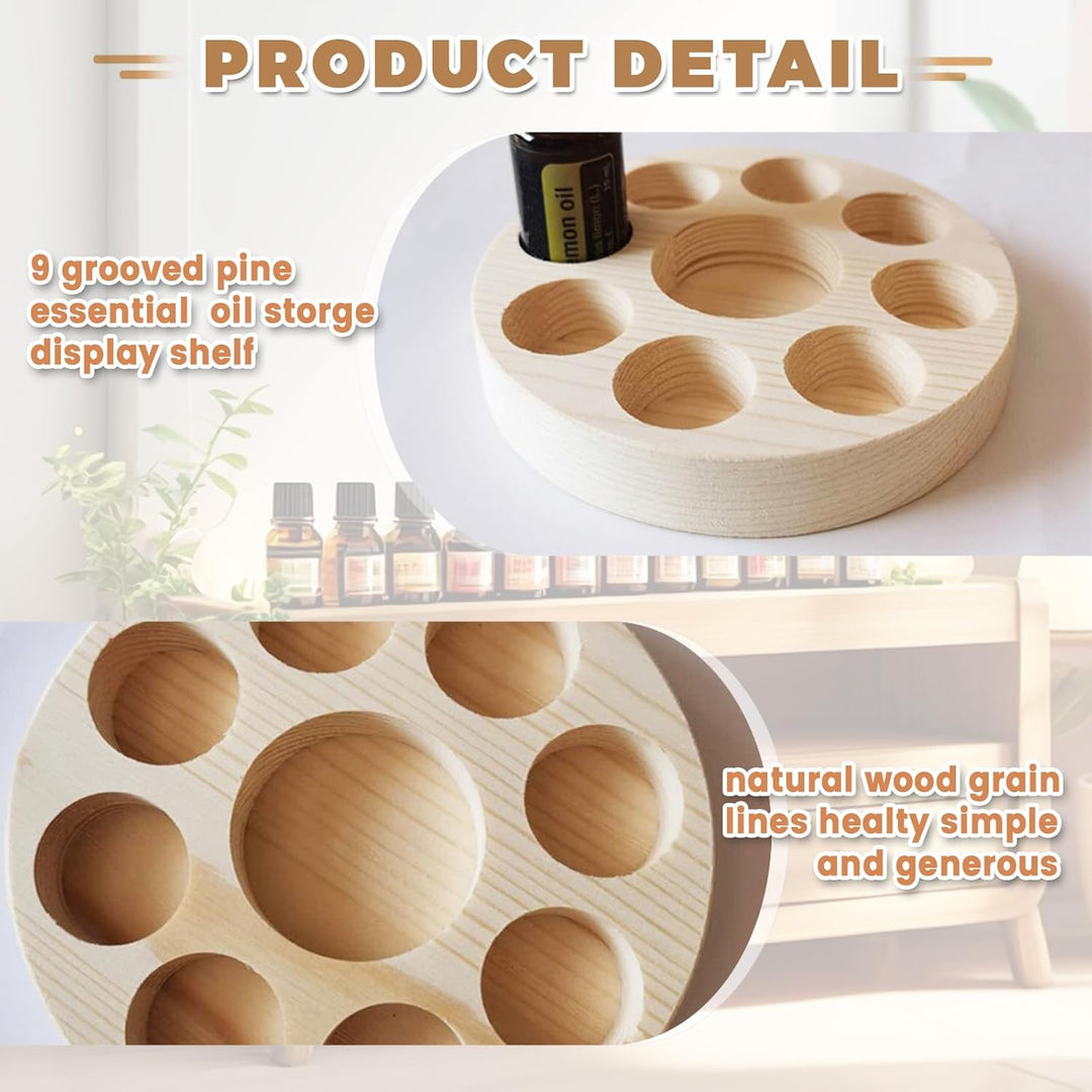 Honicemar 9 Loch Hölzern für Ätherisches Öl Display Ständer, Aromatherapie Öle Organizer – 4 Stück Ä