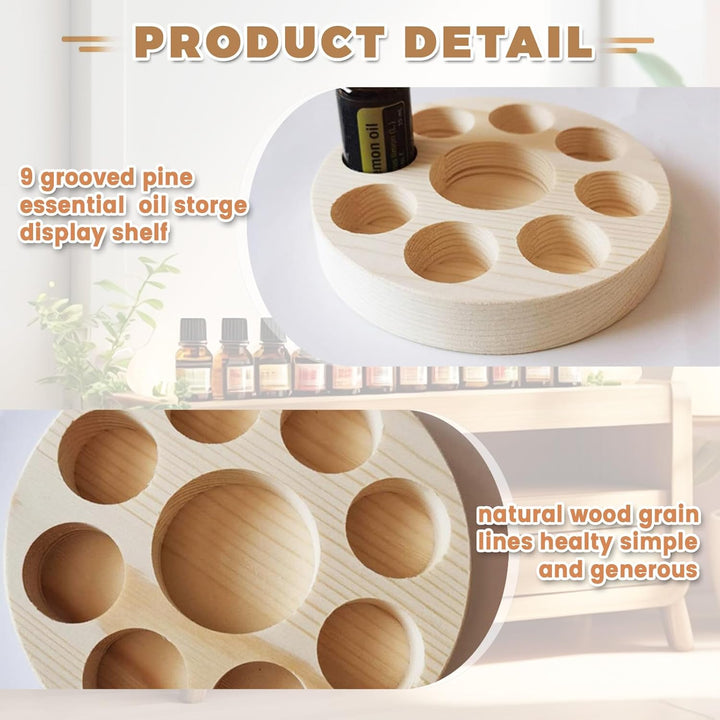 Honicemar 9 Loch Hölzern für Ätherisches Öl Display Ständer, Aromatherapie Öle Organizer – 4 Stück Ä