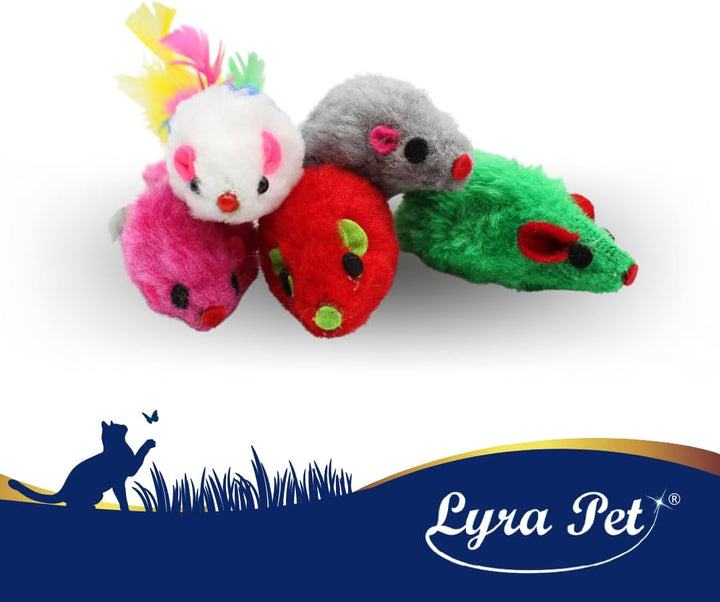 Lyra Pet® 100 Stück Spielmäuse Spielmaus Spielzeug Katze Rassel Plüsch Fell
