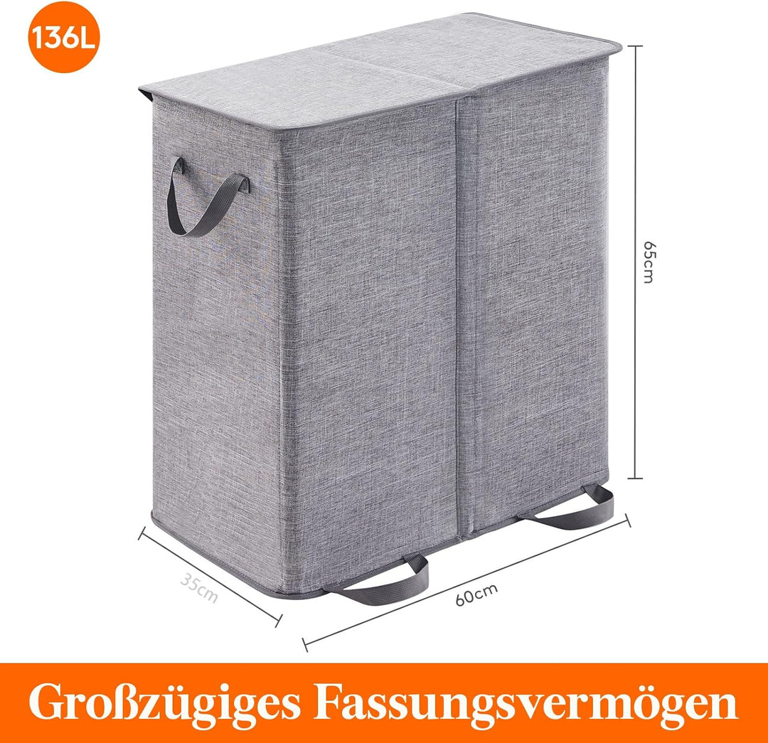Lifewit 136L Doppelter Pfandflaschen Sammelbehälter mit Deckel und herausnehmbaren Flaschentasche, g