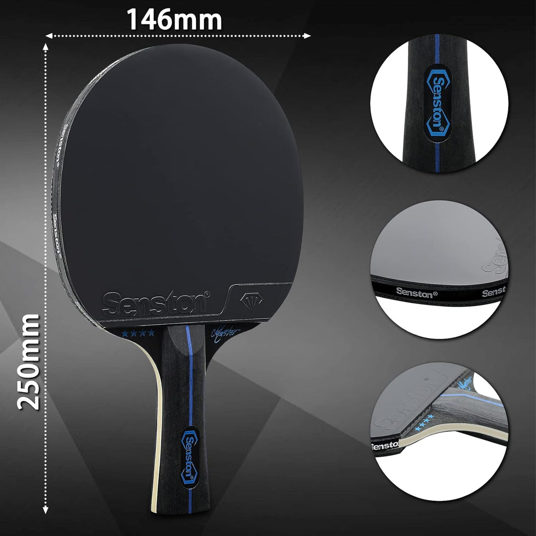 Senston Tischtennis Schläger Set, Profi 2 Tischtennisschläger und 3 Tischtennis-Bälle, Ideal für 2 S