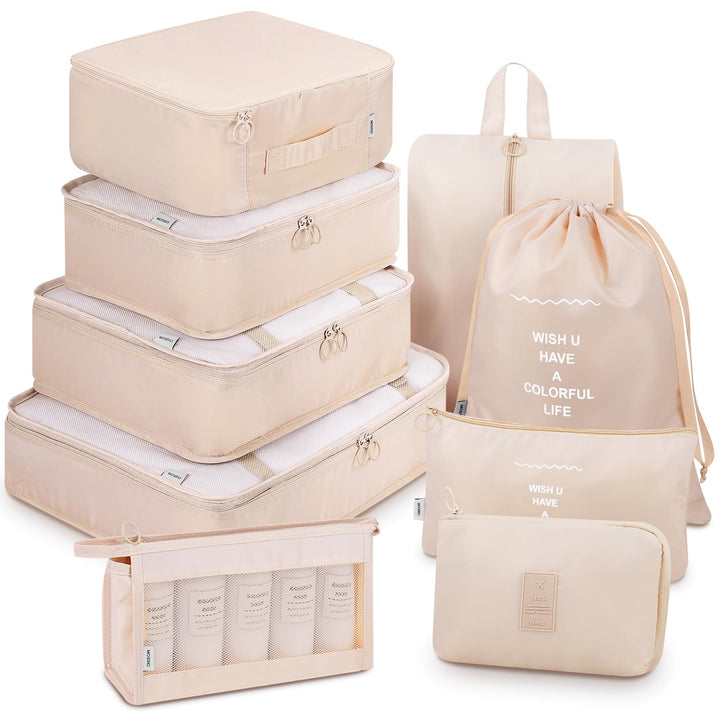 Mossio 9 Set Packwürfel mit Schuhtasche und Elektroniktasche – Gepäck-Organizer, Koffer, Reisezubehö