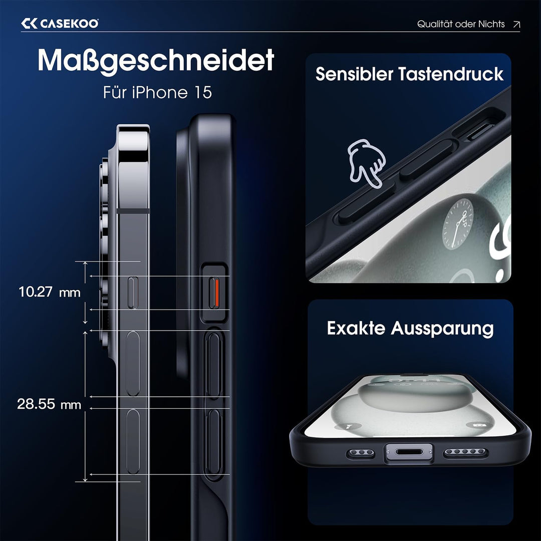 CASEKOO Matt Power für iPhone 15 Hülle [TOP Militärschutz] Stossfeste Kratzfeste Schutzhülle (Anti-F