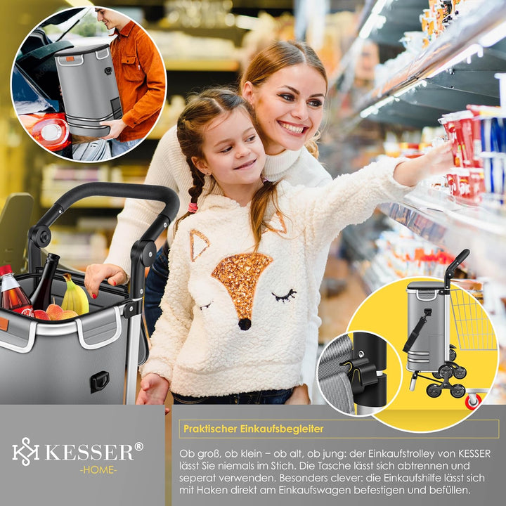 KESSER® Einkaufstrolley Treppensteiger mit Kühlfach klappbar mit 56L Kapazität und belastbar bis 50k