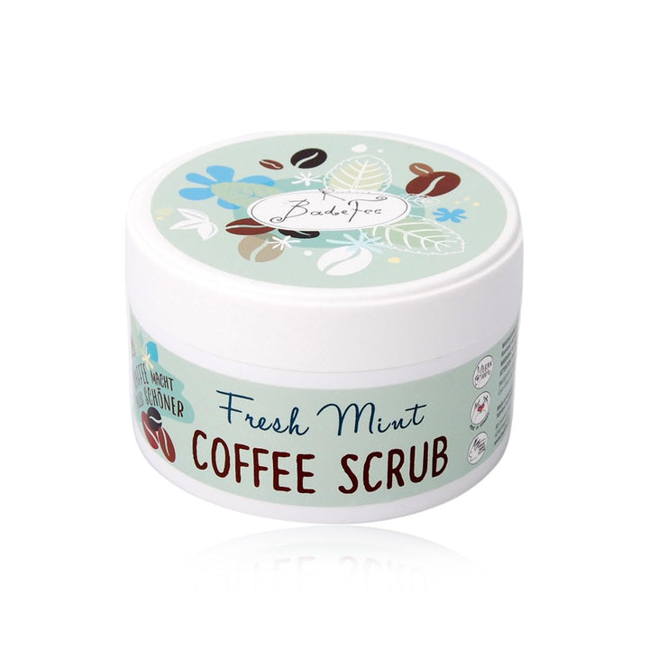 BadeFee - Körperpeeling "Coffee Scrub" (Fresh Mint) 180g - Pflegendes Body Scrub aus gemahlenem Kaff