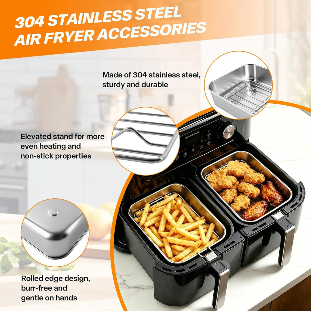 Airfryer Auflaufform Edelstahl 304, 15Pcs Ninja Heissluftfritteuse Zubehör