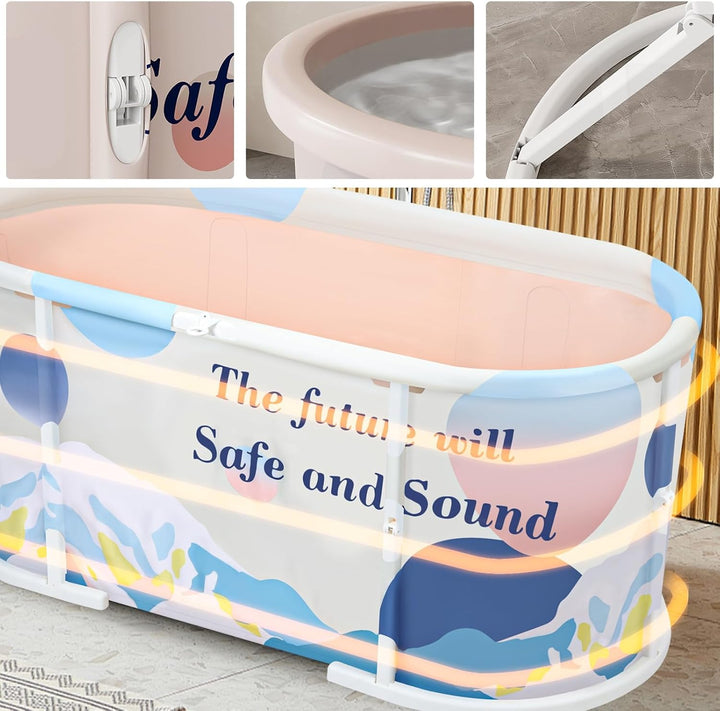 Tragbare Faltbare Badewanne, Rosa, Kunststoff, Freistehend, 115 x 57 x 53 cm, 114 cm, 114 Cm